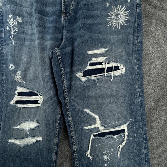 NWT Arizona Jeans Women Distressed Painted Vintage Straight Size 17 High Rise - Picture 4 of 16